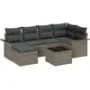 Image de vidaXL Ensemble de canapé de jardin avec mémoire 7 pcs Gris Poly-Rotin
