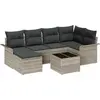 Image de Ensemble de canapés de jardin vidaXL avec rangement, 7 pièces, gris clair, en polyrotin