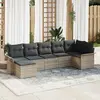Image de vidaXL Ensemble de canapé de jardin avec coussins 7 pcs gris clair Poly rotin