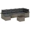 Image de vidaXL Ensemble de canapé de jardin avec coussins avec mémoire 8 pcs Gris Poly Rattan