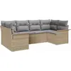 Image de vidaXL Ensemble de canapé de jardin avec mémoire 6 pcs Beige Poly Rattan