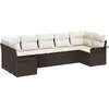 Image de vidaXL Ensemble de canapé de jardin avec mémoire 7 pcs brun poly rotin