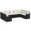 Image de vidaXL Ensemble canapé de jardin avec mémoire 9 pcs noir poly rotin