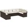 Image de Ensemble de canapés de jardin vidaXL avec rangement, 9 pièces, en polyrotin marron