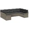 Image de vidaXL Ensemble de canapé de jardin avec mémoire 9 pcs Gris Poly-Rotin