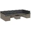Image de Ensemble de canapés de jardin vidaXL avec rangement, 11 pièces, en rotin synthétique noir