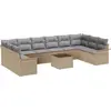 Image de Ensemble de canapés de jardin vidaXL avec rangement, 11 pièces, en rotin synthétique noir
