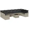 Image de vidaXL Ensemble de canapé de jardin avec coussins avec mémoire 11 pcs Gris Poly Rattan