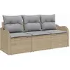 Image de Ensemble de canapés de jardin vidaXL avec rangement, 3 pièces, beige, en rotin synthétique