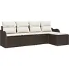 Image de vidaXL Ensemble de canapé de jardin avec coussins avec mémoire 5 pcs brun poly rotin