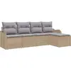 Image de vidaXL Ensemble de canapé de jardin avec coussins avec mémoire 5 pcs Beige Poly Rattan