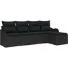 Image de vidaXL Ensemble canapé de jardin avec mémoire 5 pcs noir poly rotin