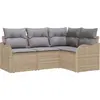 Image de vidaXL Ensemble de canapé de jardin avec mémoire 4 pcs Beige Poly-Rattan