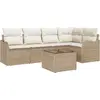 Image de Ensemble de canapés de jardin vidaXL avec rangement, 6 pièces, beige, en polyrotin