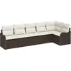 Image de Ensemble de canapés de jardin vidaXL avec rangement, 6 pièces, en polyrotin marron