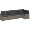 Image de vidaXL Ensemble de canapé de jardin avec mémoire 6 pcs Gris Poly-Rotin