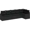Image de Ensemble de canapés de jardin vidaXL avec rangement, 6 pièces, noir, en rotin synthétique
