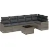 Image de vidaXL Ensemble de canapé de jardin avec coussins 7 pcs noir poly rotin