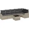 Image de vidaXL Ensemble de canapé de jardin avec coussins avec mémoire 7 pcs Gris Poly Rattan