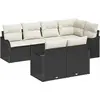 Image de vidaXL Ensemble de canapé de jardin avec mémoire 7 pcs noir poly rotin