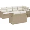 Image de vidaXL Ensemble de canapé de jardin avec mémoire 7 pcs Beige Poly Rattan