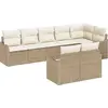 Image de Ensemble de canapés de jardin vidaXL avec rangement, 8 pièces, beige et blanc, en polyrotin