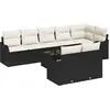 Image de vidaXL Ensemble de canapé de jardin avec coussins 9 pcs noir et blanc poly rotin