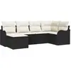 Image de vidaXL Ensemble de canapé de jardin avec coussins 6 pcs noir et blanc poly rotin