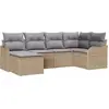 Image de vidaXL Ensemble de canapé de jardin avec coussins 6 pcs Beige et gris clair Poly rotin