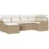 Image de vidaXL Ensemble de canapé de jardin avec coussins 6 pcs Beige et blanc Poly rotin
