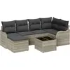 Image de vidaXL Ensemble de canapé de jardin avec coussins 7 pcs gris clair Poly rotin
