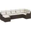 Image de vidaXL Ensemble de canapé de jardin avec coussins 7 pcs brun et blanc poly rotin