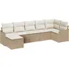 Image de vidaXL Ensemble de canapé de jardin avec coussins 7 pcs Beige et blanc Poly rotin