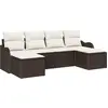 Image de vidaXL Ensemble de canapé de jardin avec coussins 6 pcs brun et blanc poly rotin
