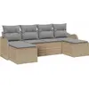 Image de vidaXL Ensemble de canapé de jardin avec coussins 6 pcs Beige et gris clair Poly rotin
