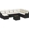 Image de vidaXL Ensemble de canapé de jardin avec coussins 9 pcs noir et blanc poly rotin