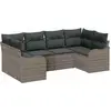 Image de vidaXL Ensemble de canapé de jardin avec mémoire 6 pcs Gris Poly Rattan