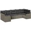 Image de vidaXL Ensemble de canapé de jardin avec mémoire 7 pcs Gris Poly Rattan