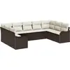 Image de Ensemble de canapés de jardin vidaXL avec rangement, 9 pièces, en polyrotin marron et blanc