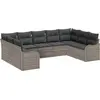 Image de vidaXL Ensemble de canapé de jardin avec mémoire 9 pcs Gris Poly-Rotin