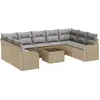 Image de vidaXL Ensemble de canapés de jardin 10 pcs Beige et gris clair Poly rotin