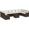 Image de Ensemble de canapés de jardin vidaXL avec rangement, 11 pièces, en polyrotin marron et blanc