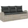 Image de Ensemble de canapés de jardin vidaXL avec rangement, 3 pièces, gris clair, rotin synthétique