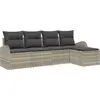 Image de vidaXL Ensemble canapé avec coussins avec mémoire 5 pcs gris clair poly rotin