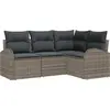 Image de vidaXL Ensemble de canapé de jardin avec coussins avec mémoire 4 pcs Gris Poly-Rotin