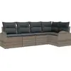 Image de vidaXL Ensemble de canapé de jardin avec coussins avec mémoire 5 pcs Gris Poly-Rotin