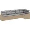 Image de vidaXL Ensemble de canapé de jardin avec coussins 6 pcs Beige et gris clair Poly-Rotin