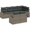 Image de vidaXL Ensemble de canapé de jardin avec coussins avec mémoire 7 pcs Gris Poly-Rotin