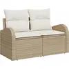 Image de Ensemble de canapés de jardin vidaXL avec coussins, 8 pièces, beige et blanc, en polyrotin