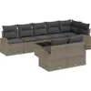 Image de vidaXL Ensemble de canapé de jardin avec coussins avec mémoire 9 pcs Gris Poly-Rotin